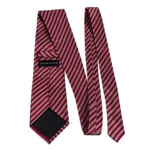 Sean John Mens Necktie Red Gray Metallic Striped Classic‎ Long Designer Business